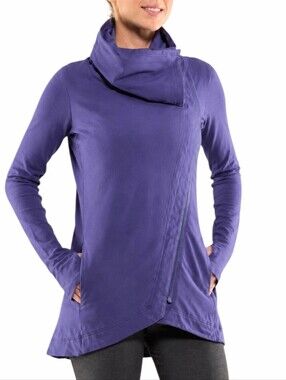 Lululemon Method Wrap Jacket Women 10 Athleisure Purple Thumbholes Cotton